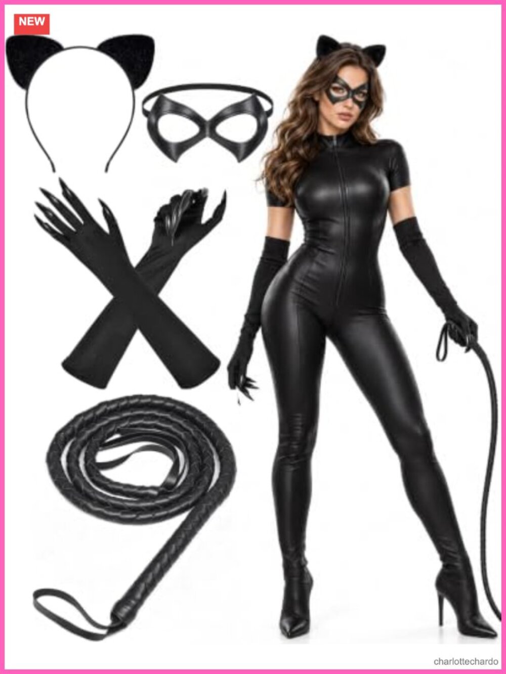 Cat Costume Accessories Set Mask Ears Gloves Halloween Themed Party Women
